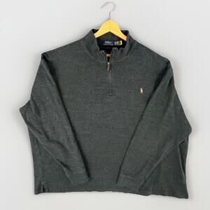 Polo Ralph Lauren Estate Rib 1/4 Zip Pullover Mens Sz 3XB Gray Mock Neck Cotton